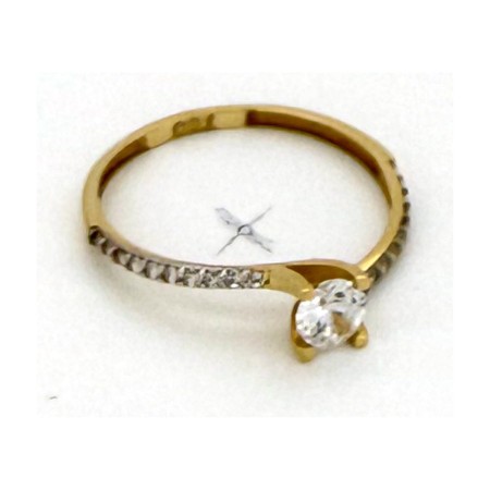 Anillo solitario con circonitas de oro 18k talla 16